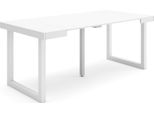 Consolle Allungabile, 180X90X73Cm, Per 8 Persone, Gambe In Legno, Bianco