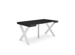Consolle Allungabile, 160X90X73Cm, Per 8 Persone, Gambe In Legno, Nero