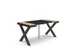 Consolle Allungabile, 160X90X73Cm, Per 8 Persone, Gambe In Legno, Rovere E Nero