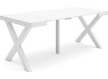 Consolle Allungabile, 180X90X73Cm, Per 8 Persone, Gambe In Legno, Bianco