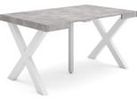 Consolle Allungabile, 140X90X73Cm, Per 6 Persone, Gambe In Legno, Cemento
