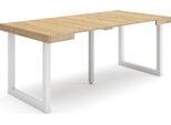 Consolle Allungabile, 180X90X73Cm, Per 8 Persone, Gambe In Legno, Rovere