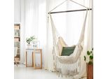 Sedia Sospesa Rebecca Mobili Con Cuscino In Cotone Imbottito, Beige