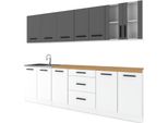 Furnica - Reno - Mobile Da Cucina - Bianco Opaco / Antracite Con Piano Di Lavoro Bianco Opaco - 8 Armadi - 260 Cm - Completamente Assemblato