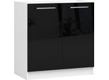 Mobiletto Da Cucina 80 Cm Bianco Con Frontali Neri Lucidi Oliwia S