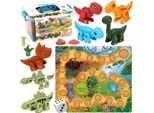 Woopie Set Di Costruzioni 2In1 Gioco Da Tavolo Dinosauri + Dadi 46 El.