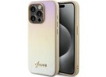 Guess Guhcp15Xpsairsd Iphone 15 Pro Max 6.7 ZłOty/Gold Custodia Rigida Saffiano Iridescent Script