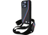 Bmw Bmhcp15L23Psvtk Custodia Rigida Per Iphone 15 Pro 6.1 Czarny/Nero M Edition Carbon Tricolor Lines & Strap