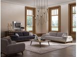 Set Da Salotto Divano Grigio A Due Posti Con Tavolino A Tre Posti Design Tessile