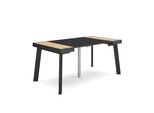Consolle Allungabile, 160X90X73Cm, Per 8 Persone, Gambe In Legno, Rovere E Nero