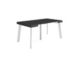 Consolle Allungabile, 160X90X73Cm, Per 8 Persone, Gambe In Legno, Nero