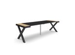 Consolle Allungabile, 262X90X73Cm, Per 12 Persone, Gambe In Legno, Rovere E Nero