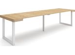 Consolle Allungabile, 302X90X73Cm, Per 14 Persone, Gambe In Legno, Rovere