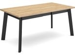 Tavolo Da Pranzo, 167X90X75Cm, Per 8 Persone, Gambe In Legno, Rovere E Nero