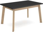Tavolo Da Pranzo, 140X90X75Cm, Per 6 Persone, Gambe In Legno, Rovere E Nero