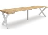 Consolle Allungabile, 302X90X73Cm, Per 14 Persone, Gambe In Legno, Rovere