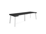 Consolle Allungabile, 262X90X73Cm, Per 12 Persone, Gambe In Legno, Nero
