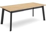 Tavolo Da Pranzo, 194X90X75Cm, Per 10 Persone, Gambe In Legno, Rovere E Nero