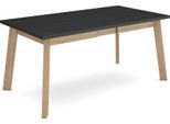 Tavolo Da Pranzo, 167X90X75Cm, Per 8 Persone, Gambe In Legno, Nero E Rovere