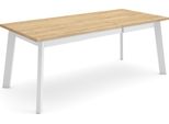 Tavolo Da Pranzo, 194X90X75Cm, Per 10 Persone, Gambe In Legno, Rovere