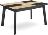 Tavolo Da Pranzo, 140X90X75Cm, Per 6 Persone, Gambe In Legno, Rovere E Nero