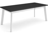 Tavolo Da Pranzo, 194X90X75Cm, Per 10 Persone, Gambe In Legno, Nero
