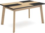Tavolo Da Pranzo, 140X90X75Cm, Per 6 Persone, Gambe In Legno, Rovere E Nero