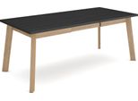 Tavolo Da Pranzo, 194X90X75Cm, Per 10 Persone, Gambe In Legno, Nero E Rovere