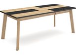Tavolo Da Pranzo, 194X90X75Cm, Per 10 Persone, Gambe In Legno, Rovere E Nero