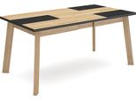 Tavolo Da Pranzo, 167X90X75Cm, Per 8 Persone, Gambe In Legno, Rovere E Nero