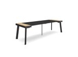 Consolle Allungabile, 262X90X73Cm, Per 12 Persone, Gambe In Legno, Rovere E Nero
