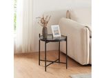 Tavolino 'Lier' Con Piano In Vetro Rotondo 41,5 X 46 Cm Nero