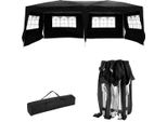 Fch Gazebo 3X6M, Gazebo Pieghevole Da Giardino Impermeabile, Protezione Uv, Con 6 Pareti Laterali, Per Feste In Giardino E Terrazza, Nero
