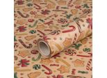 Carta Da Regalo Per Natale, Biscotti Natalizi, Marrone, 0,70 X 10 M