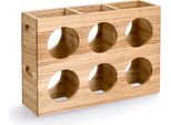 Zeller 25664 Stripes Portabottiglie Per 6 Bottiglie, Albero Di Gomma, 38 X 11 X 27 Cm / Sistema Portabottiglie Per Vino