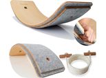 Ki̇ndbos Balance Board Bambini- 80X30 Cm - Tavola D'equilibrio In Legno Con Protezione Per Le Dita+Feltro/Senza Feltro- Tavola D'equilibrio Curvilinea Bambini E Adulti