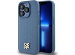 Dkny Dkhmp15Lpshrpsb Custodia Rigida Per Iphone 15 Pro6.1 Niebieski/Blu In Pelle Con Motivo Monogramma Logo In Metallo Magsafe