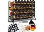 Set Di 28 Pezzi Di Portaspezie In Metallo A Quattro Livelli Con 28 Barattoli Per Spezie Con Coperchi In Bambù, 144 Etichette, Spazzole, Imbuto, Ganci - Deco Haus (Nero)