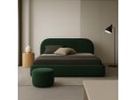 Gutto Letto Imbottito Su Misura Moon Verde Scuro 90X200 Rete A Doghe In Metallo Tessuto Boucle Teddy Di Alta Qualità Letto Con Rete E Contenitore