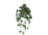 Splitphilodendron Variegata 80Cm Pianta Artificiale In Cesto Sospeso Verde-Bianco 12X11Cm