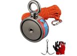 Gancio Magnetico Al Neodimio, Forza Totale 500KG, Bifacciale, D75Mm 250KG 2 Lati, Forza Di Trazione Magnetica