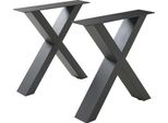 Set Di 2 Telai Da Tavolo 'Maribo' Per Tavolino Panca Sgabello Acciaio 42 X 40 Cm Nero