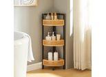 Scaffale Angolare 'Tervola' Con 3 Ripiani In Rattan 80 X 23 X 23 Cm Nero / Bambù
