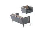 Study Seating Lussuosa Poltrona Elegante A 2 Posti In Pelle Grigia