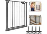 Yuenfong Cancelletto Di Sicurezza Per Porte Senza Foratura, Cancelletto Autochiudente Per Bambini, Apertura Bidirezionale A 180°, Nero, Larghezza 75-85 Cm