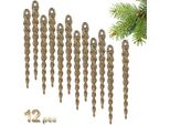Brubaker Decorazione Albero Ghiaccioli Glitter - Decorazione Albero Di Natale - 13 Cm Decorazione Albero Di Natale Infrangibile - Decorazione Albero Di Natale, 12 Pezzi, Oro