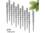 Brubaker Decorazione Albero Ghiaccioli Glitter - Decorazione Albero Di Natale - 13 Cm Decorazione Albero Di Natale Infrangibile - Decorazione Albero Di Natale, 12 Pezzi, Argento