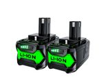 Batteria Agli Ioni Di Litio Da 18V, Capacità 6000Mah, Compatibile Con I Modelli Ryobi One+ , 2 Pezzi