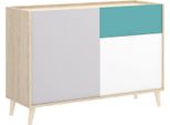 Dmora Credenza Ascot 43X105X75H Cm Bianco, Un Cassetto 3 Vani