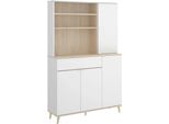 Dmora Credenza Aeris 40X120X191H Cm Bianco, Un Cassetto 13 Vani